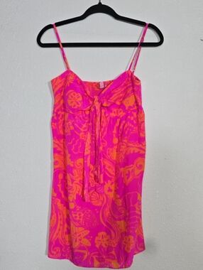 Women's Hot Pink & Orange Tie-Front Dress Lilly Pulitzer
